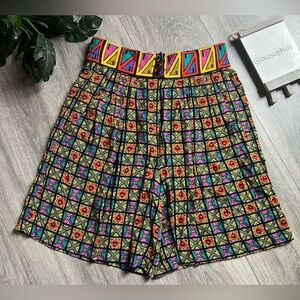 Vintage Platinum by Dorothy Schoelen Colorful Geometric High Waisted Shorts Sz 2